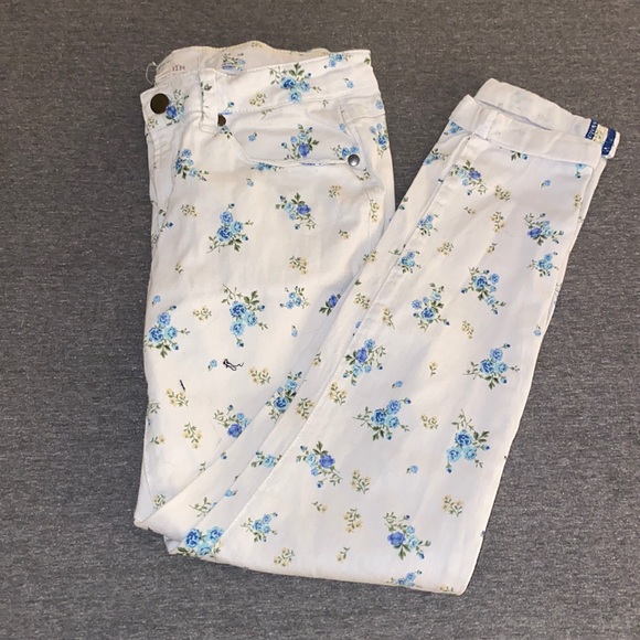 White jeans with blue floral - Picture 1 of 1